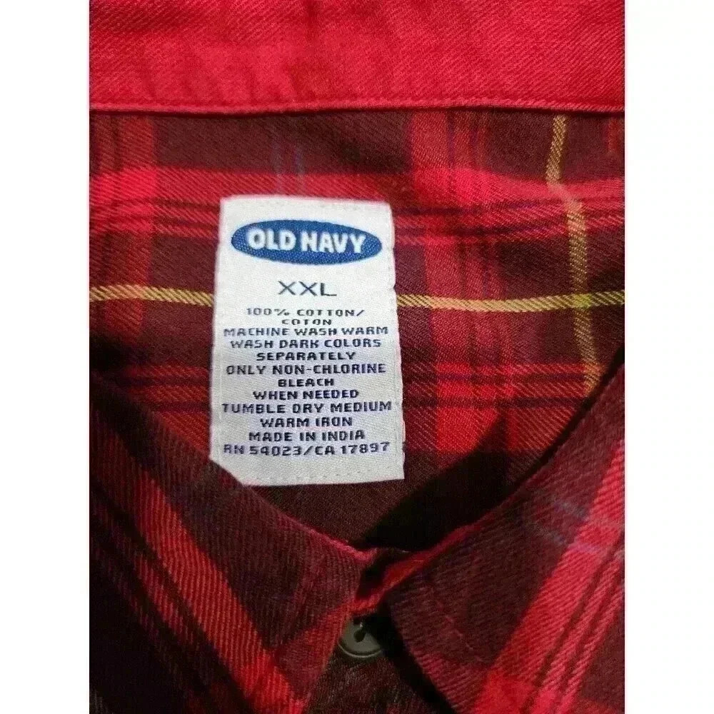 Old navy Men's Shirt Button Down Long sleeve Regular fit Red Size XXL - Picture 4 of 6